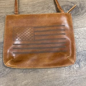 Leather flag crossbody purse